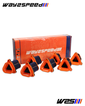 Way2Speed Nano Fiber Magna Flow No Oiling motorcycles and Cars Performance air filter featuring high-density blue nanofiber media with precision pleat geometry, reinforced with a durable  ABS plastic frame and steel mesh grid.